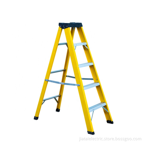 5-Step Fiberglass Podium Stepladder with 300 lb Load Capacity and Ribbed Step Treads